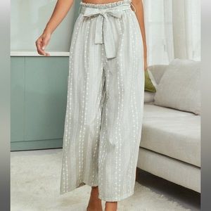 Shein Floral Embroidery Wide Leg Belted Pants